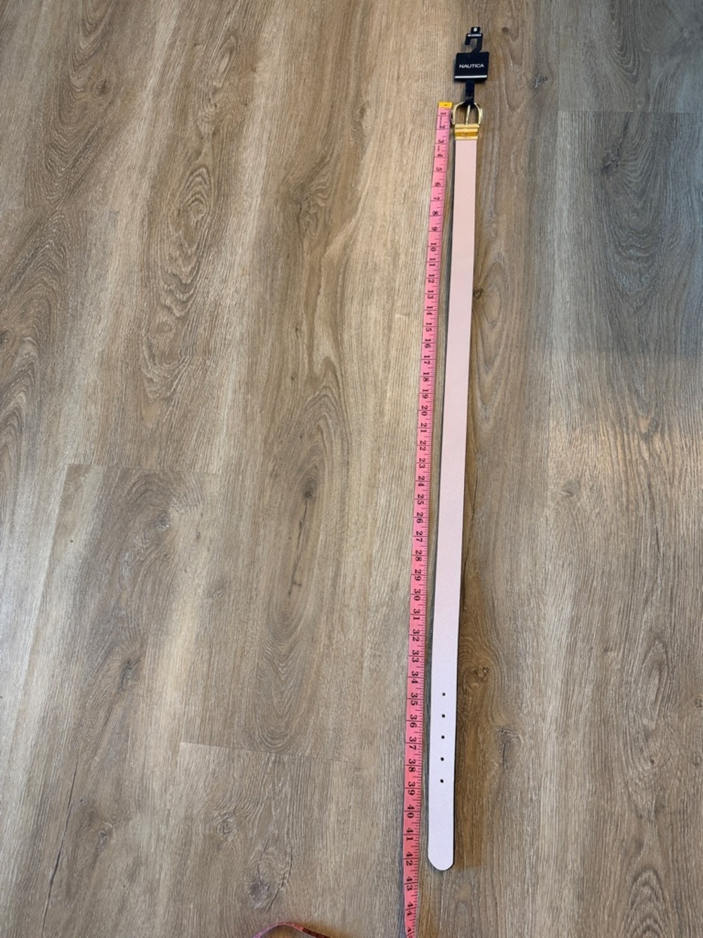 NWT- Nautica Light Pink Leather Belt with Gold Buckle- size small